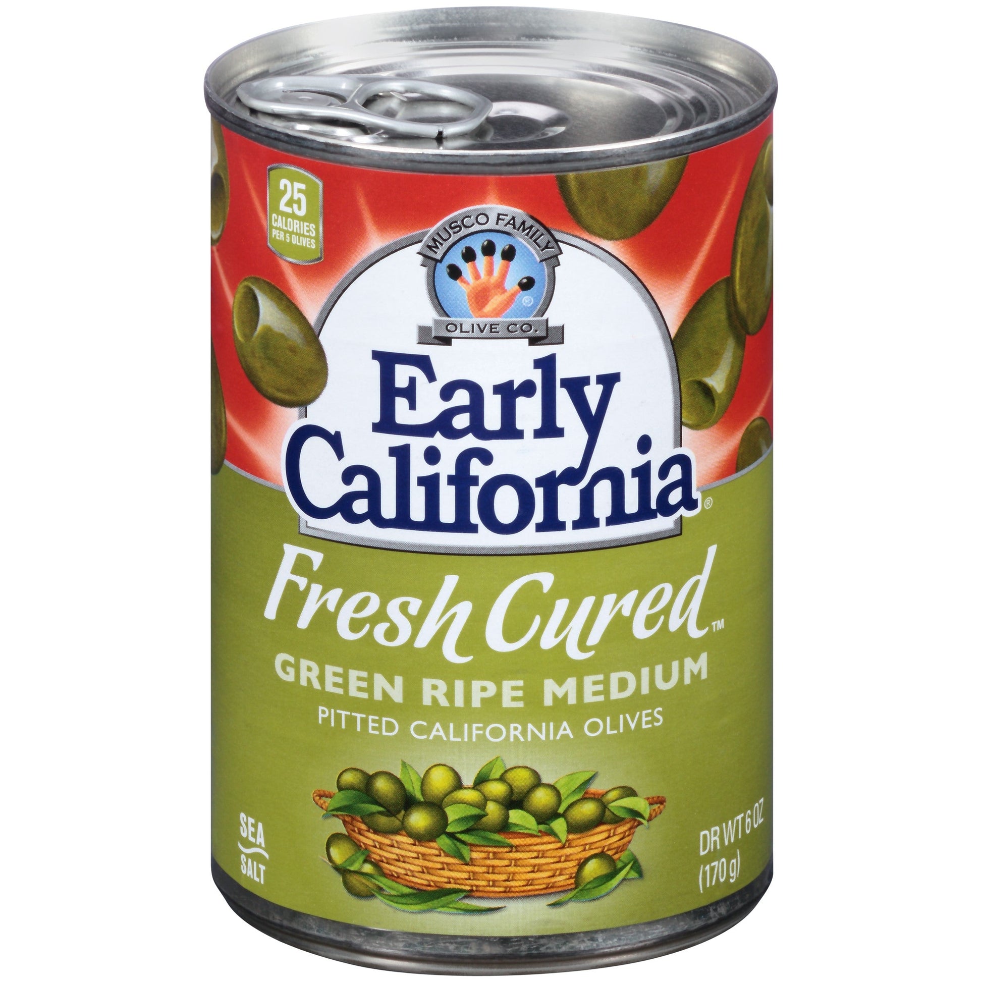 Early California Simply Green Medium Pitted Olives Canned; 6 Ounce; 12 Per Case - High Mart Wholesale