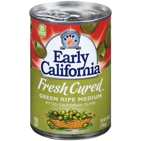 Early California Simply Green Medium Pitted Olives Canned; 6 Ounce; 12 Per Case - High Mart Wholesale