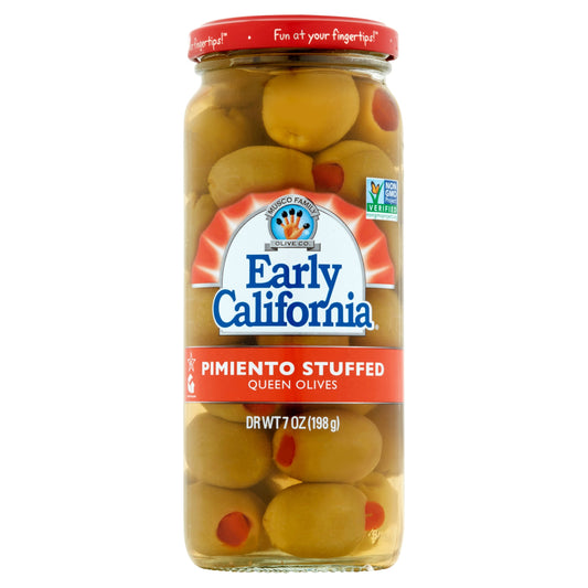 Early California Pimento Stuffed Queen Olives Jar; 7 Ounce; 12 Per Case - High Mart Wholesale