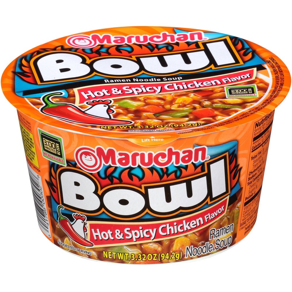Maruchan Instant Hot & Spicy Chicken Flavor Ramen Noodle Soup; 3.32 Ounces; 6 Per Case - High Mart Wholesale