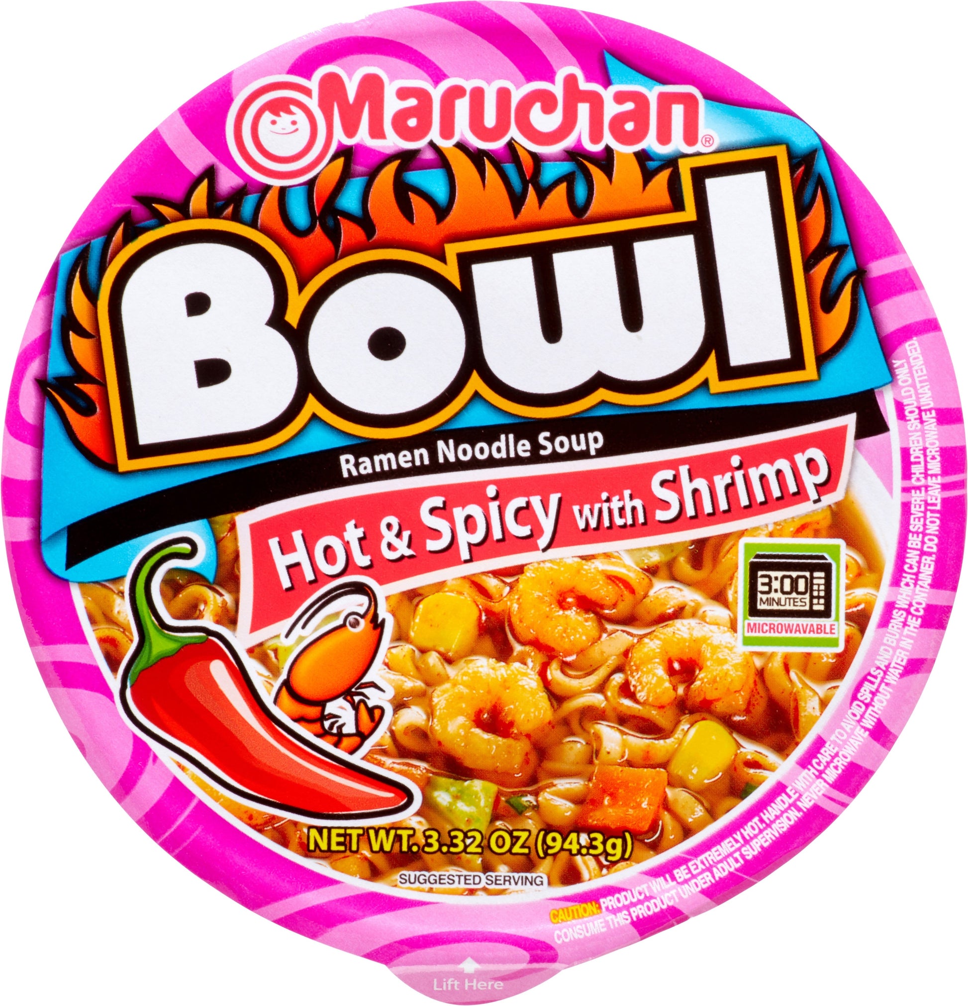 Maruchan Instant Hot & Spicy Shrimp Flavor Ramen Noodle Soup; 3.32 Ounces; 6 Per Case - High Mart Wholesale
