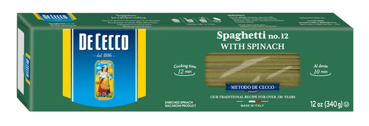 De Cecco No. 12 Spaghetti With Spinach; 0.75 Pounds; 12 Per Case