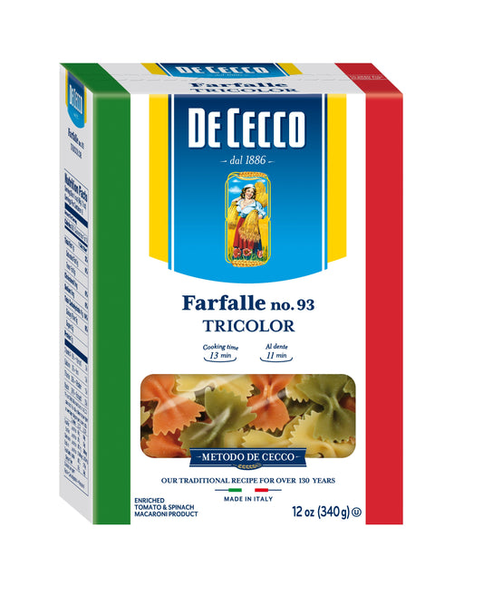 De Cecco No. 93 Tricolor Farfalle; 0.75 Pounds; 12 Per Case