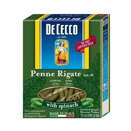 De Cecco No. 41 Penne Rigate With Spinach; 0.75 Pounds; 12 Per Case