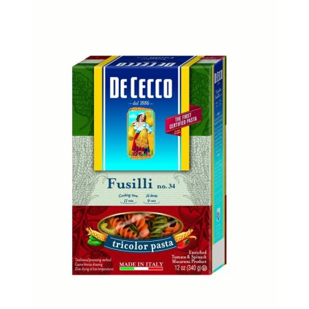 De Cecco No. 34 Tricolor Fusilli; 0.75 Pounds; 12 Per Case