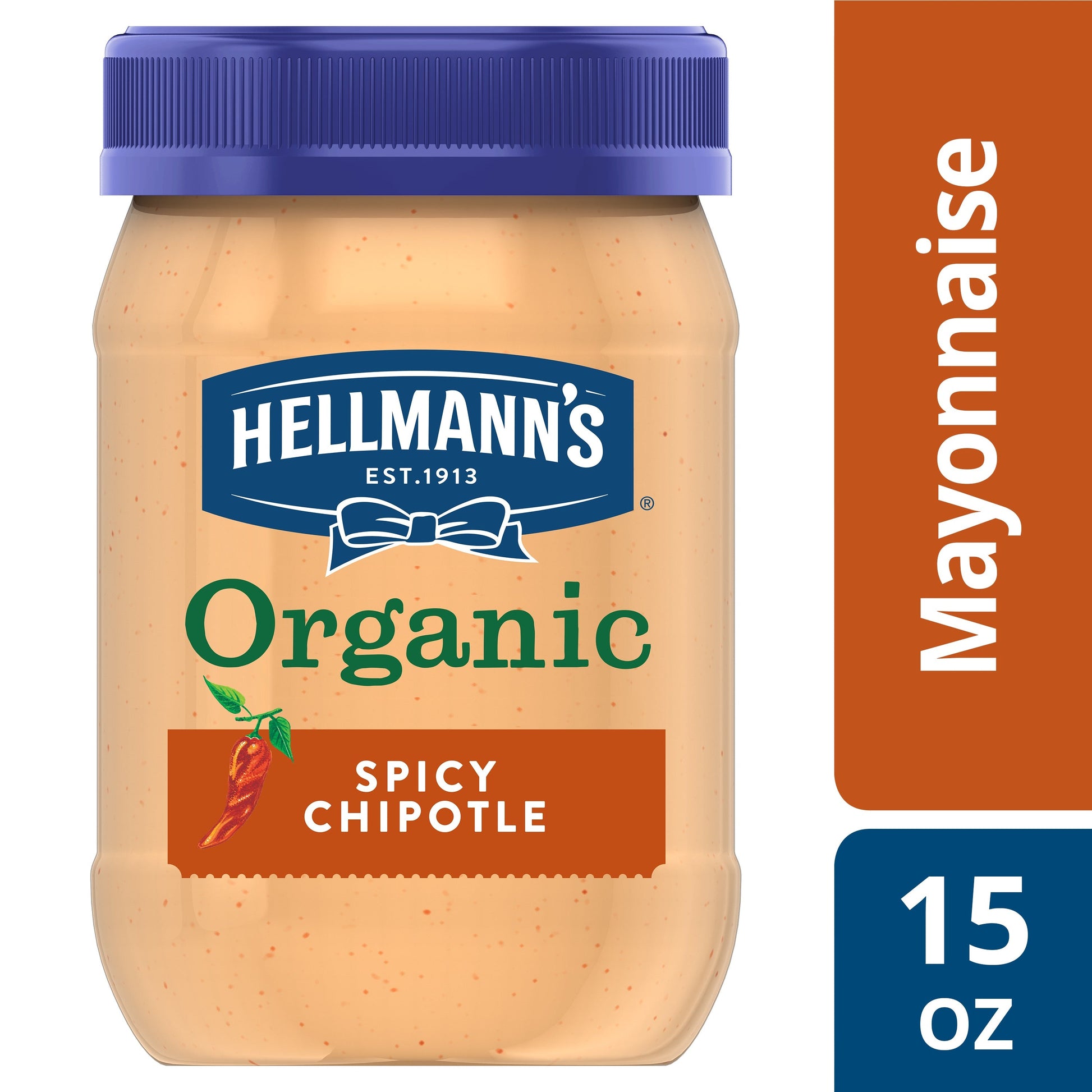 Hellmann's Organic Spicy Chipotle Mayonnaise Sauce Jar; 15 Fluid Ounce; 6 Per Case - High Mart Wholesale