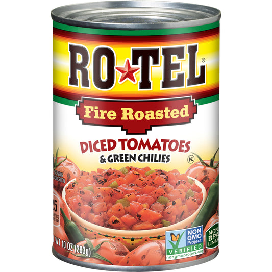 Ro Tel Fire Roasted Diced Tomatoes And Green Chilies; 10 Ounces; 12 Per Case - High Mart Wholesale