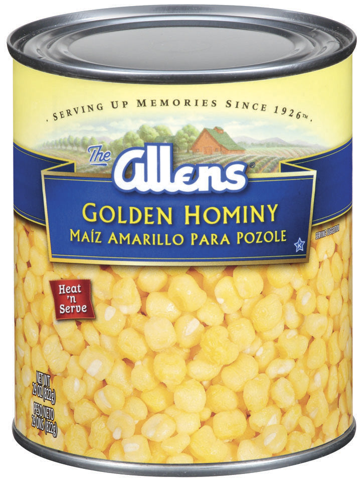 Allen Hominy Golden Canned; 111 Ounces; 6 Per Case