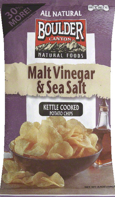 Boulder Canyon Potato Chips Kettle Cooked Malt Vinegar & Sea Salt; 6.5 Ounces; 12 Per Case - High Mart Wholesale