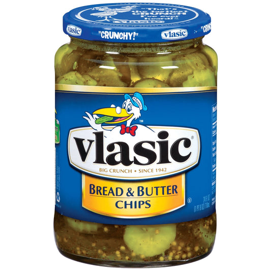 Vlasic Bread And Butter Pickle Chip Jar; 24 Fluid Ounce; 12 Per Case - High Mart Wholesale