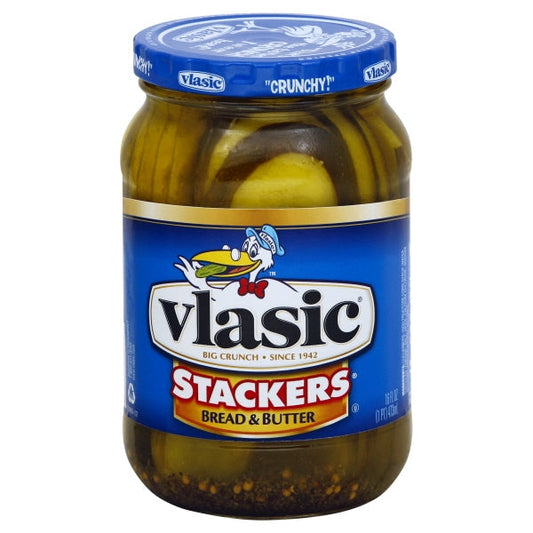 Vlasic Bread And Butter Stackers Sandwich Pickle Jar; 16 Fluid Ounce; 6 Per Case - High Mart Wholesale