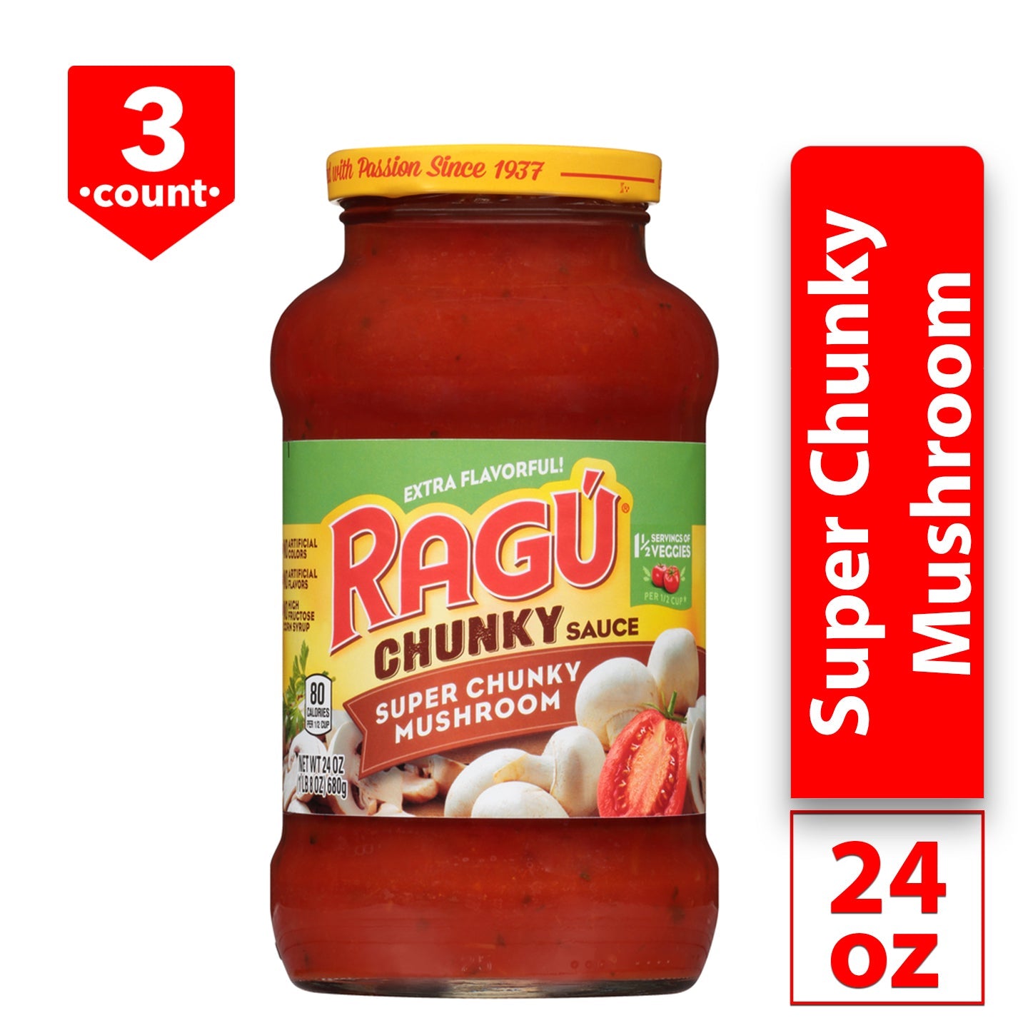 Ragu Sauce Super Chunky Mushroom; 24 Ounces; 12 Per Case