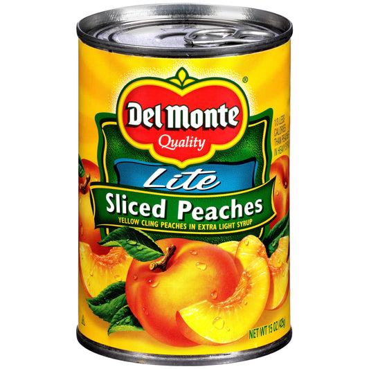 Del Monte Peaches Lite Sliced Yellow Cling; 15 Ounces; 12 Per Case