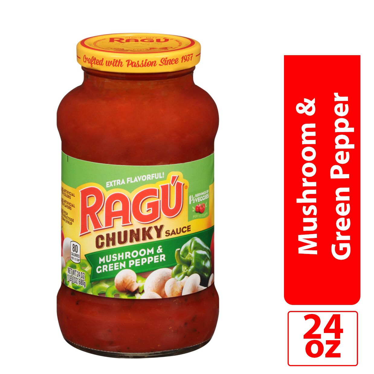 Ragu Sauce Chunky Mushroom & Green Pepper; 24 Ounces; 12 Per Case