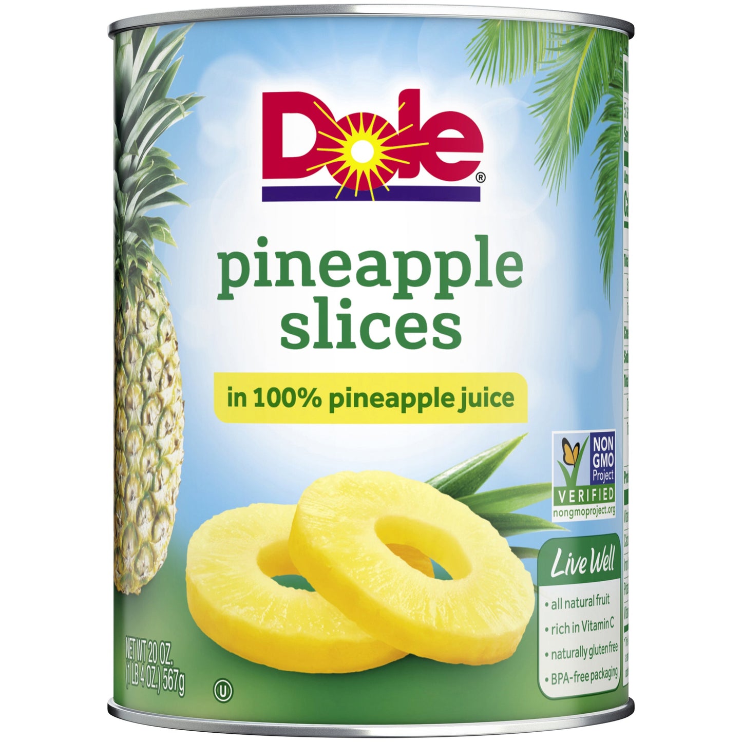 Dole Sliced Pineapple In Juice; 20 Ounces; 12 Per Case