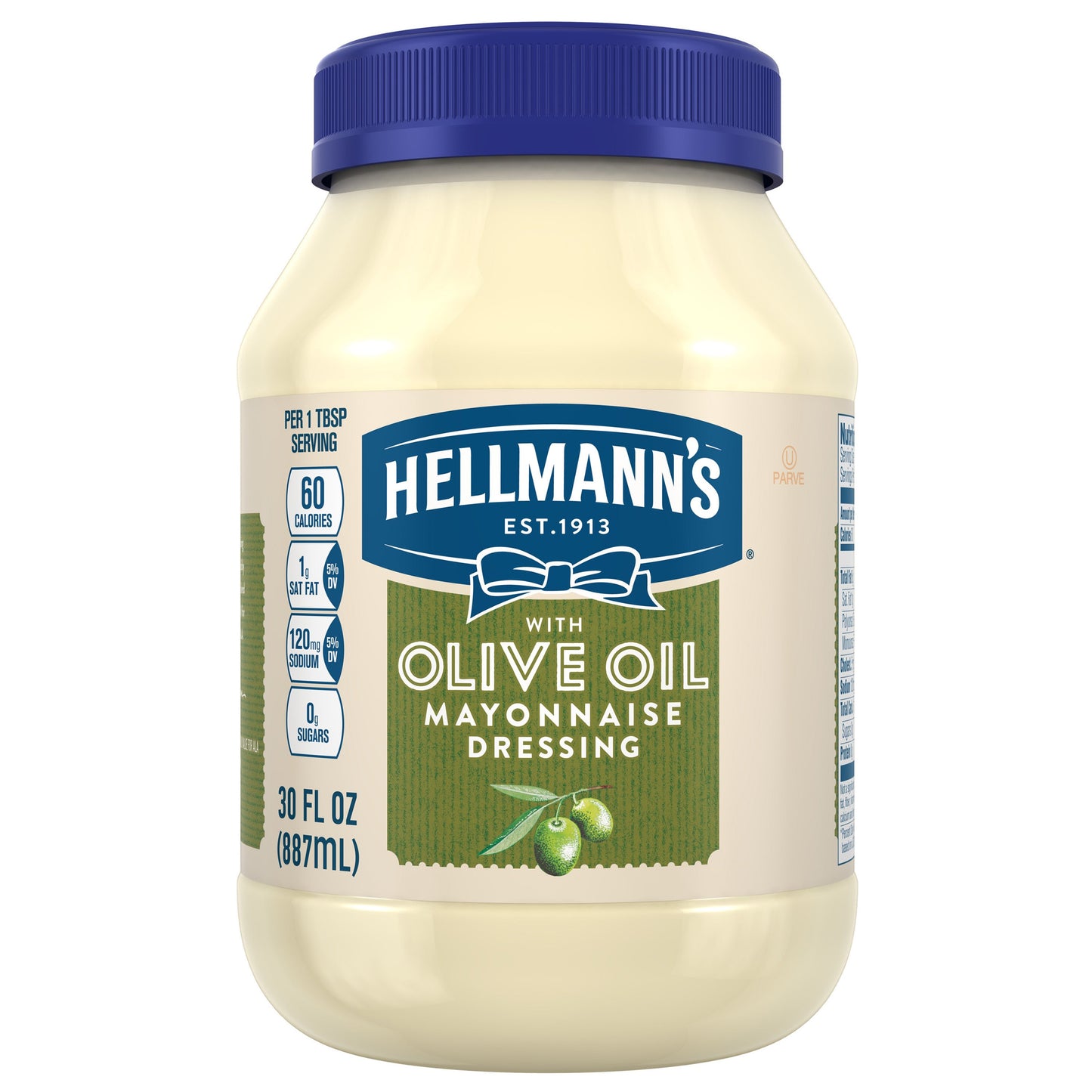 Hellmann's Extra Virgin Olive Oil Mayonnaise Jar; 30 Fluid Ounce; 12 Per Case - High Mart Wholesale