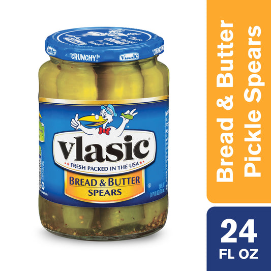 Vlasic Bread And Butter Pickle Spear Jar; 24 Fluid Ounce; 6 Per Case - High Mart Wholesale