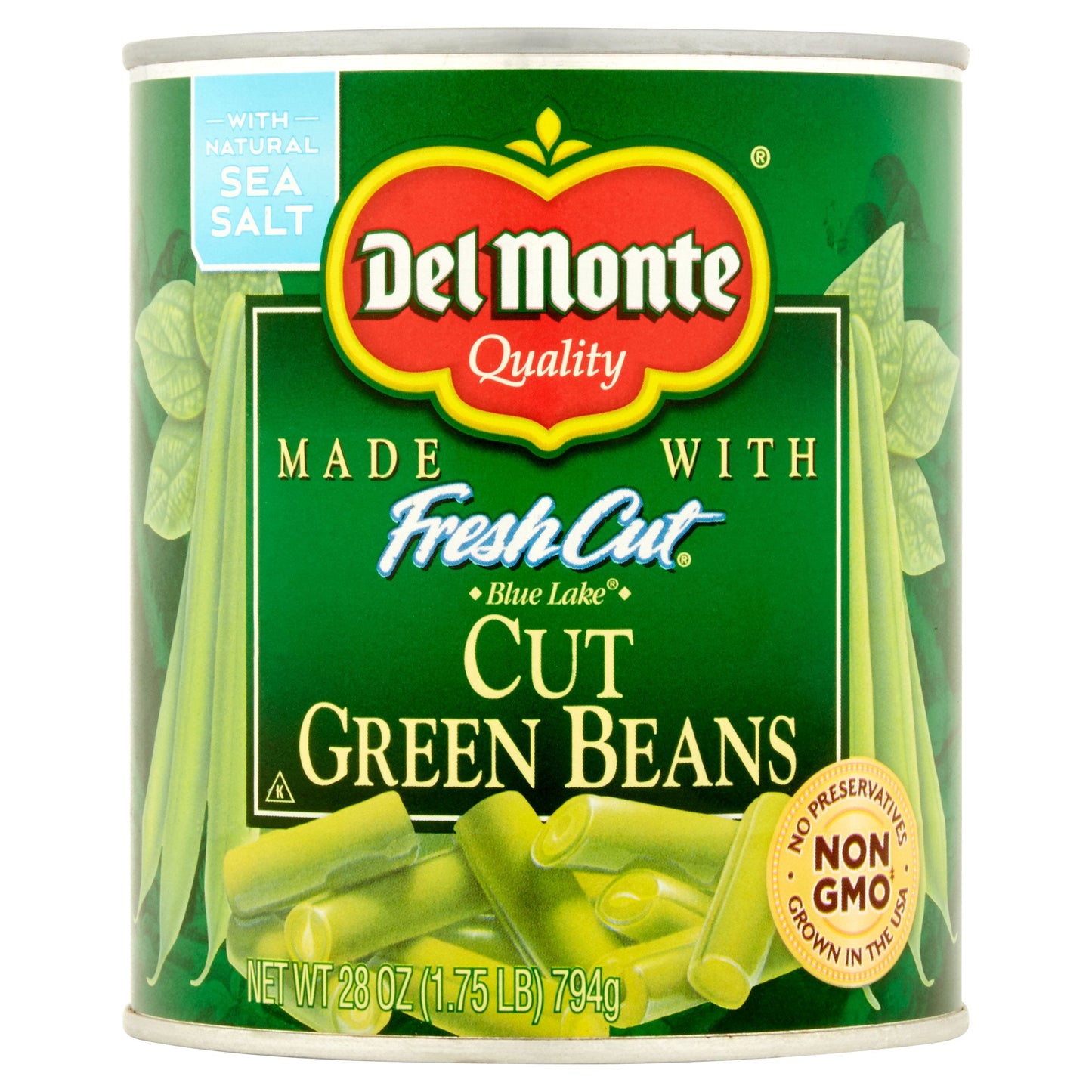 Del Monte Cut Green Beans; 28 Ounces; 6 Per Case