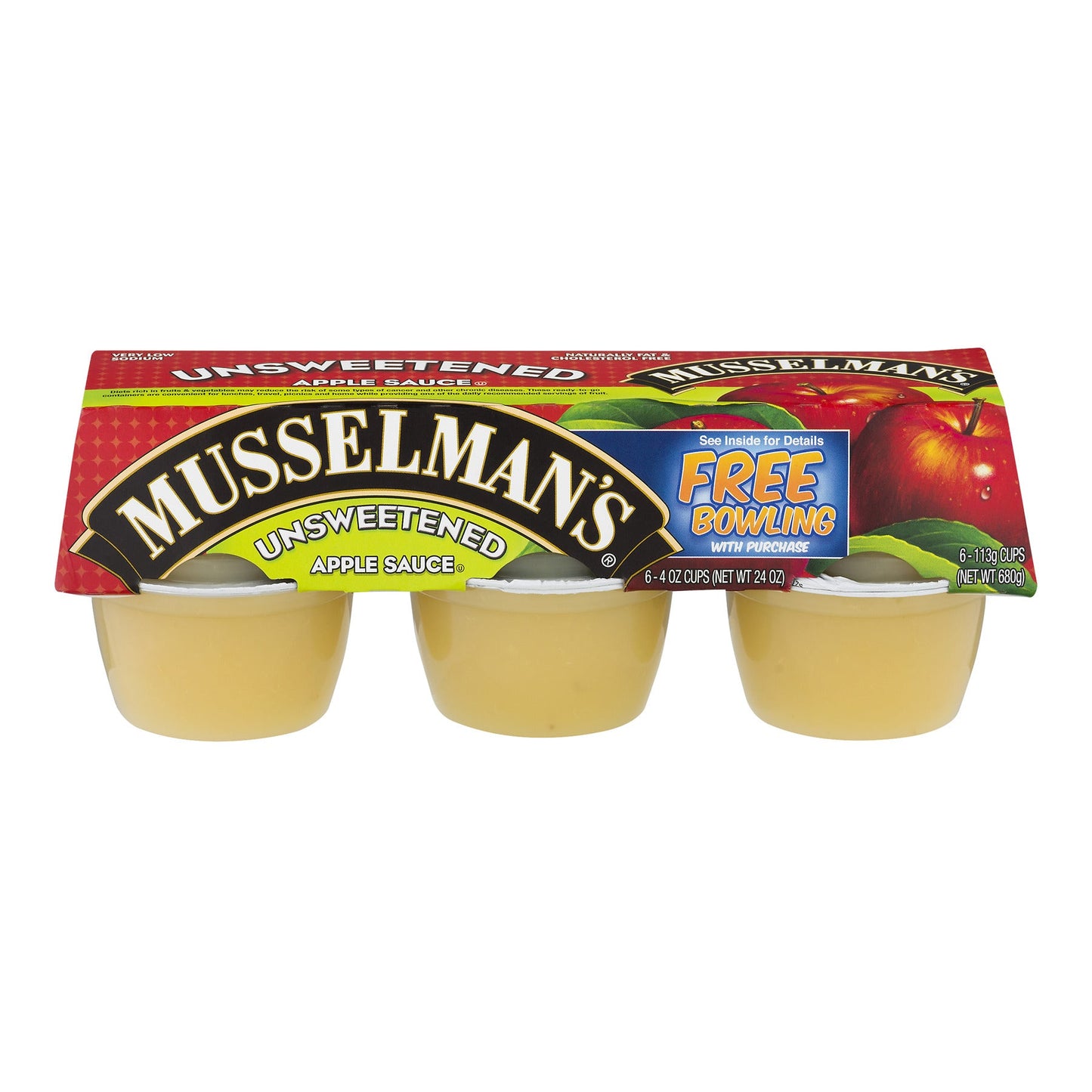 Musselman's Unsweetened Apple Sauce; 4 Ounce Bowls; 24 Ounces; 12 Per Case