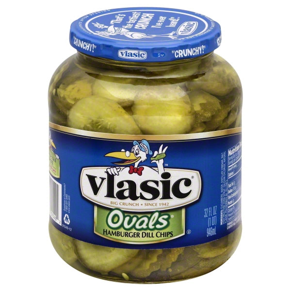 Vlasic Dill Hamburger Pickle Chip Jar; 32 Fluid Ounce; 12 Per Case - High Mart Wholesale