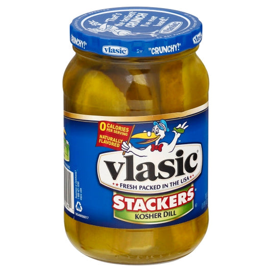 Vlasic Kosher Dill Stackers Sandwich Pickle Jar; 16 Fluid Ounce; 6 Per Case - High Mart Wholesale