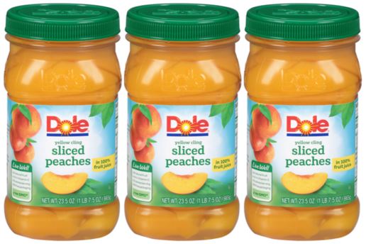 Dole Sliced Peaches In Juice Jar; 23.5 Ounces; 8 Per Case