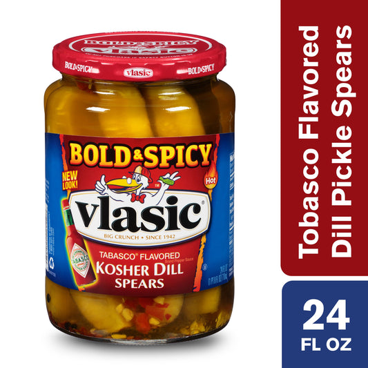 Vlasic Dill Tabasco Pickle Spear Jar; 24 Fluid Ounce; 6 Per Case - High Mart Wholesale