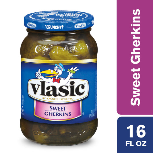 Vlasic Sweet Pickle Gherkin Jar; 16 Fluid Ounce; 12 Per Case - High Mart Wholesale