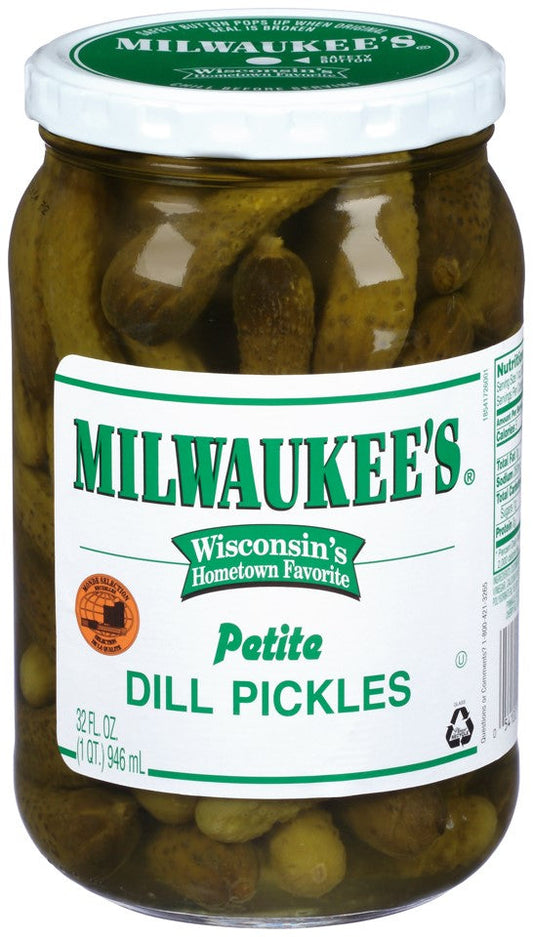 Milwaukee Dill Petite Pickle Whole Jar; 32 Fluid Ounce; 12 Per Case - High Mart Wholesale