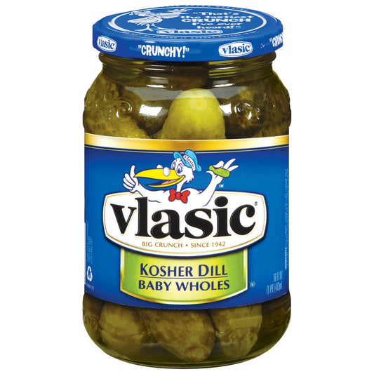 Vlasic Kosher Baby Dill Pickle Whole Jar; 16 Fluid Ounce; 12 Per Case - High Mart Wholesale