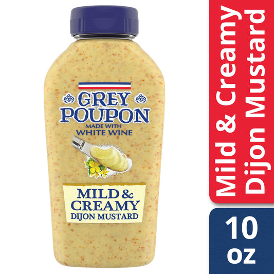 Grey Poupon Mild Creamy Dijon Mustard Bottle; 10 Ounce; 8 Per Case - High Mart Wholesale