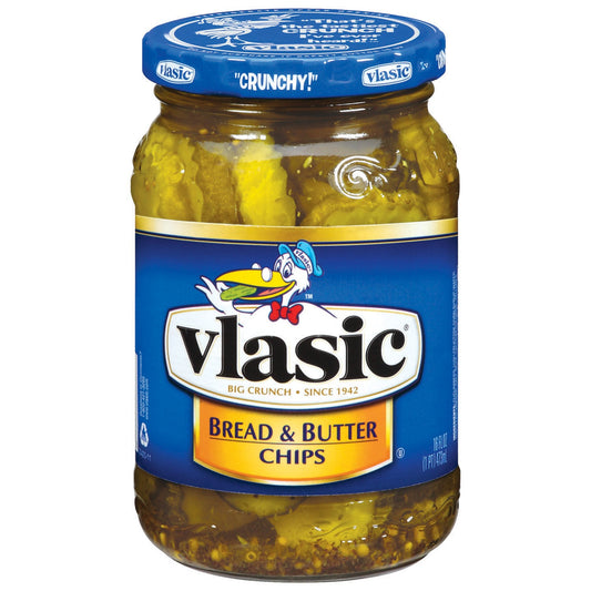 Vlasic Bread And Butter Pickle Chip Jar; 16 Fluid Ounce; 12 Per Case - High Mart Wholesale