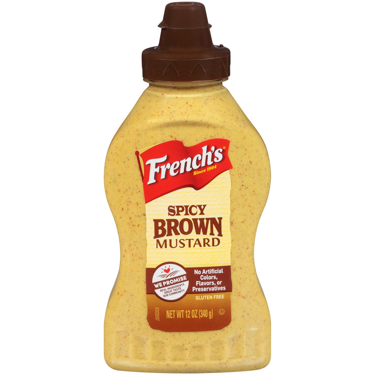 French's Deli Spicy Brown Mustard Bottle; 12 Ounce; 12 Per Case - High Mart Wholesale