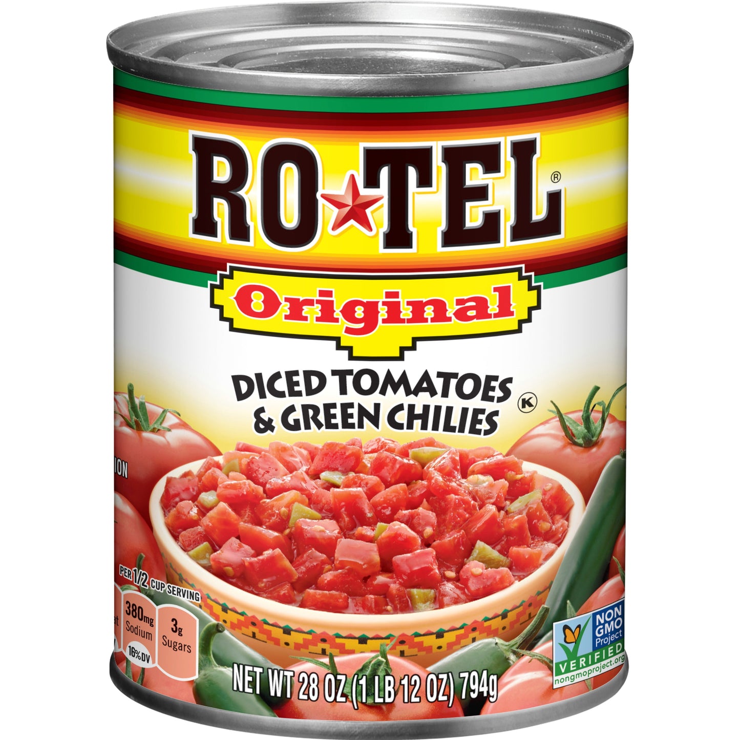 Ro Tel Original Diced Tomatoes And Green Chilies; 28 Ounces; 12 Per Case - High Mart Wholesale