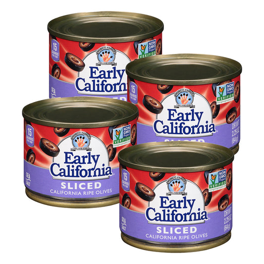 Early California Sliced Ripe Black Olives Canned; 2.25 Ounce; 12 Per Case - High Mart Wholesale