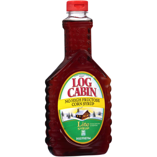 Log Cabin Lite Syrup Bottle; 24 Fluid Ounce; 12 Per Case - High Mart Wholesale