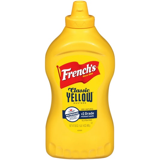 French's Yellow Squeeze Mustard Bottle; 30 Ounce; 12 Per Case - High Mart Wholesale