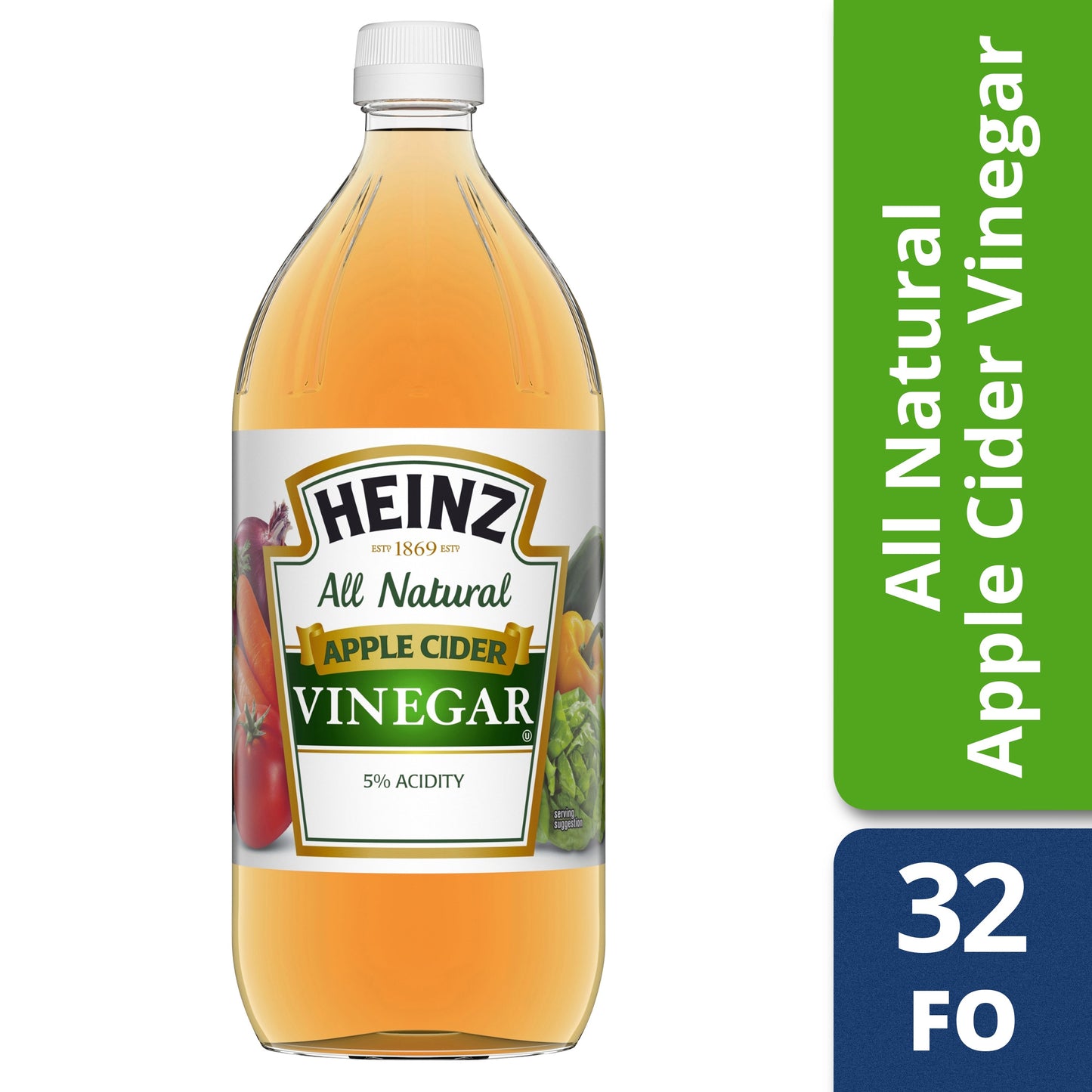 Heinz Apple Cider Vinegar Bottle; 32 Fluid Ounce; 12 Per Case