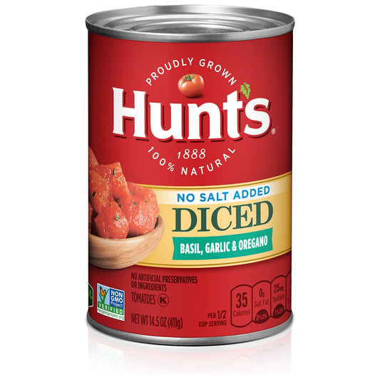 Hunt's Hunts Tomato Diced Basil Garlic & Oregano No Salt Added; 14.5 Ounces; 12 Per Case