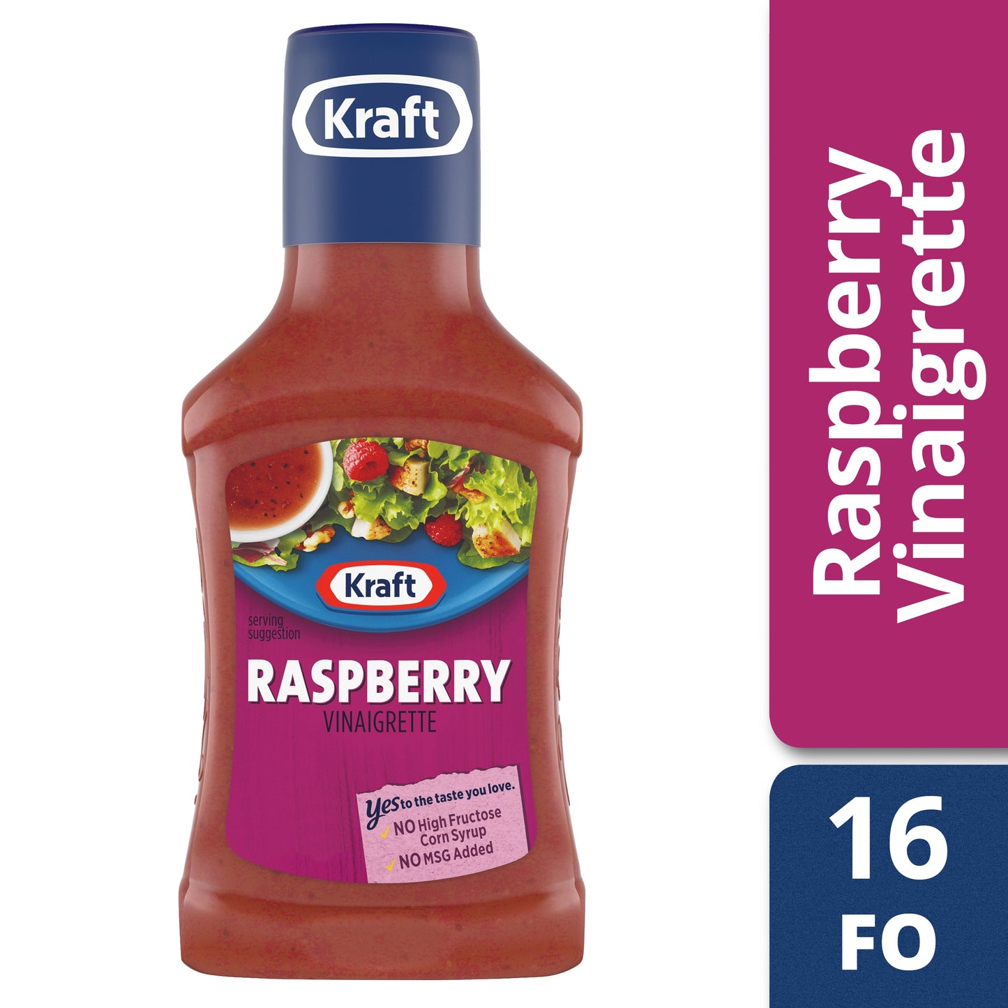 Kraft Raspberry Vinegarette Dressing Bottle; 8 Fluid Ounce; 9 Per Case