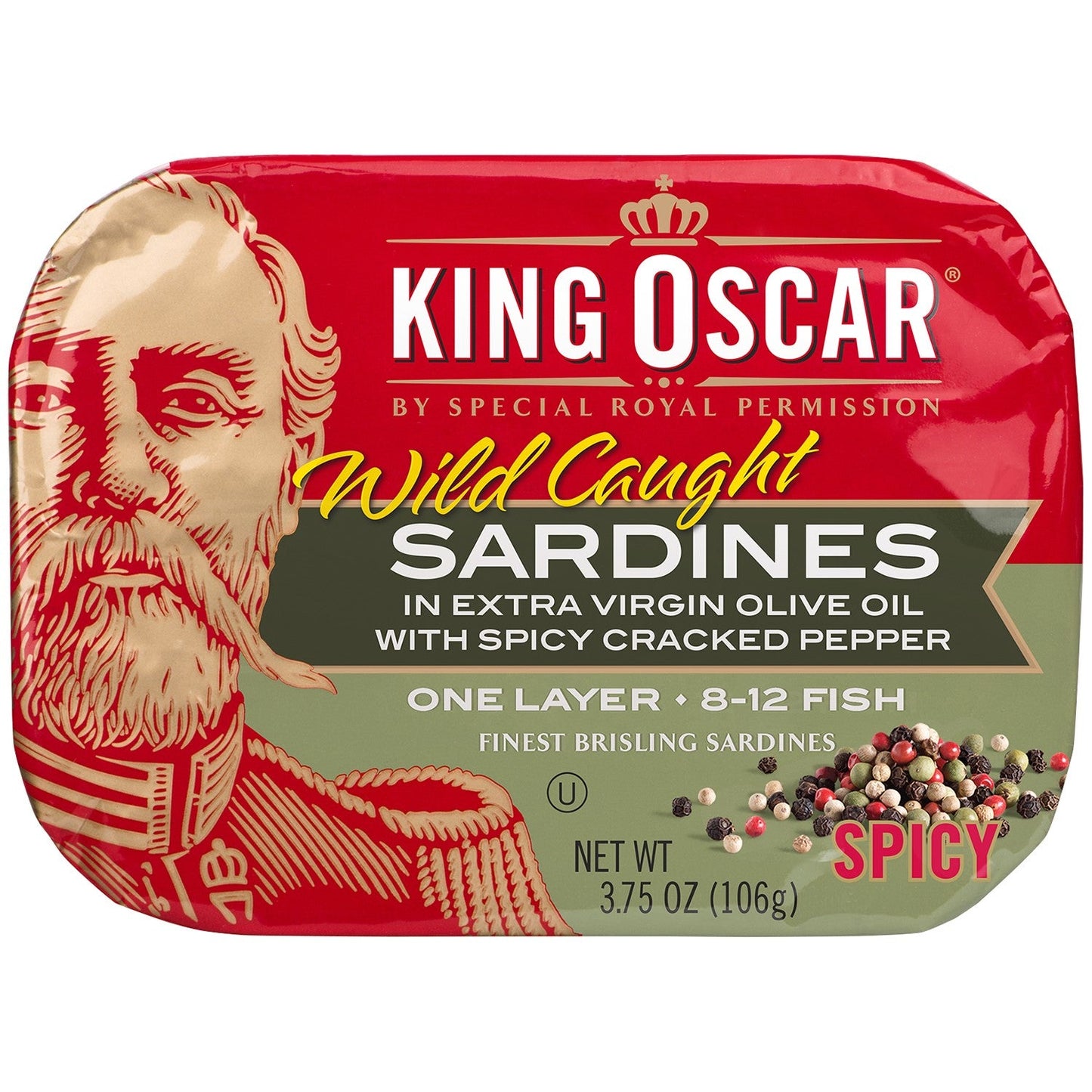 King Oscar Sardines In Extra Virgin Olive Oil Cracked Pepper; 3.75 Ounces; 12 Per Case