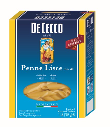 De Cecco No. 40 Penne Lisce; 1 Pounds; 12 Per Case