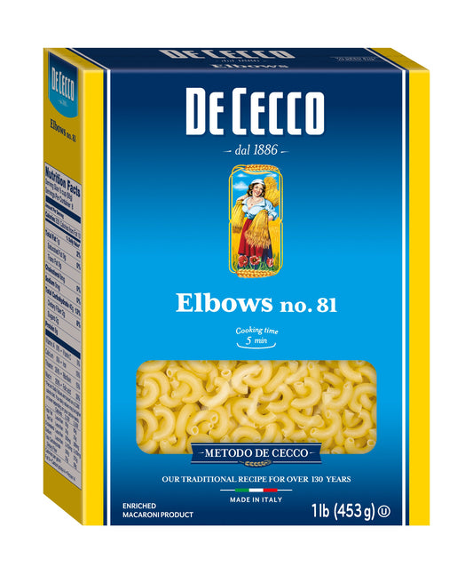 De Cecco No. 81 Elbows; 1 Pounds; 20 Per Case