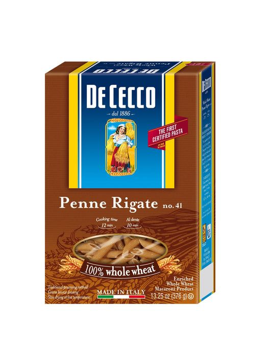 De Cecco No. 41 100% Whole Wheat Penne Rigate; 0.83 Pounds; 12 Per Case
