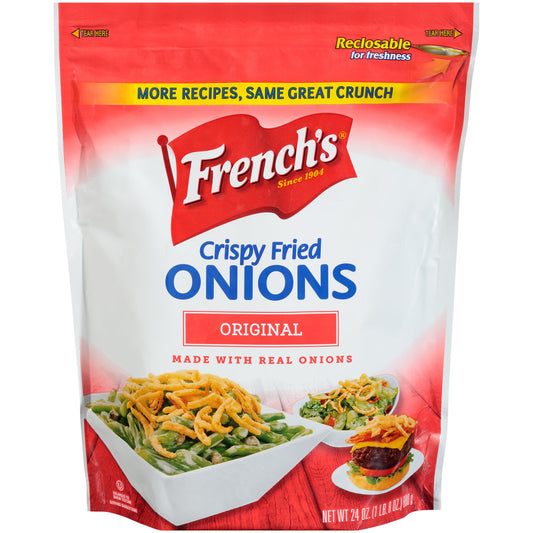 French's Crispy Fried Onions Salad Topping Bag; 24 Ounce; 6 Per Case - High Mart Wholesale