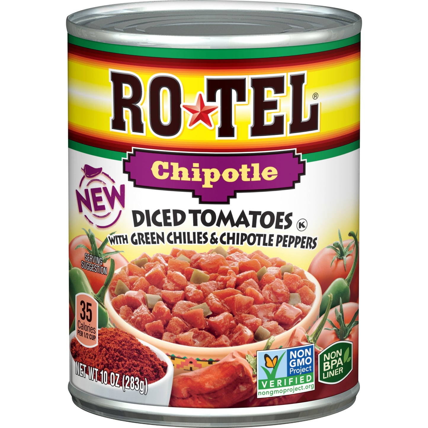 Ro Tel Chipotle Diced Tomatoes With Green Chilies And Chipotle Peppers; 10 Ounces; 12 Per Case - High Mart Wholesale