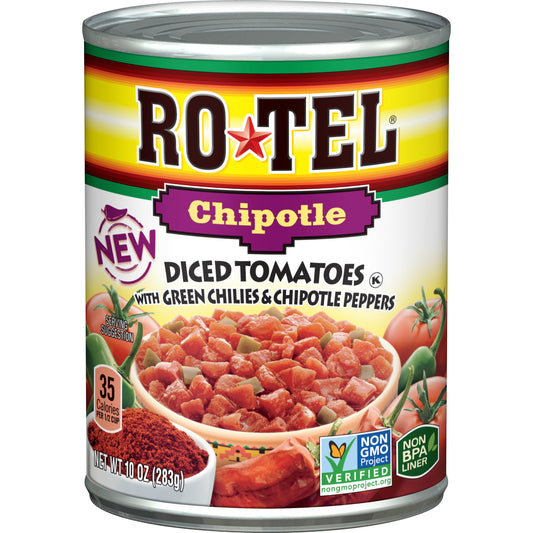 Ro Tel Chipotle Diced Tomatoes With Green Chilies And Chipotle Peppers; 10 Ounces; 12 Per Case - High Mart Wholesale