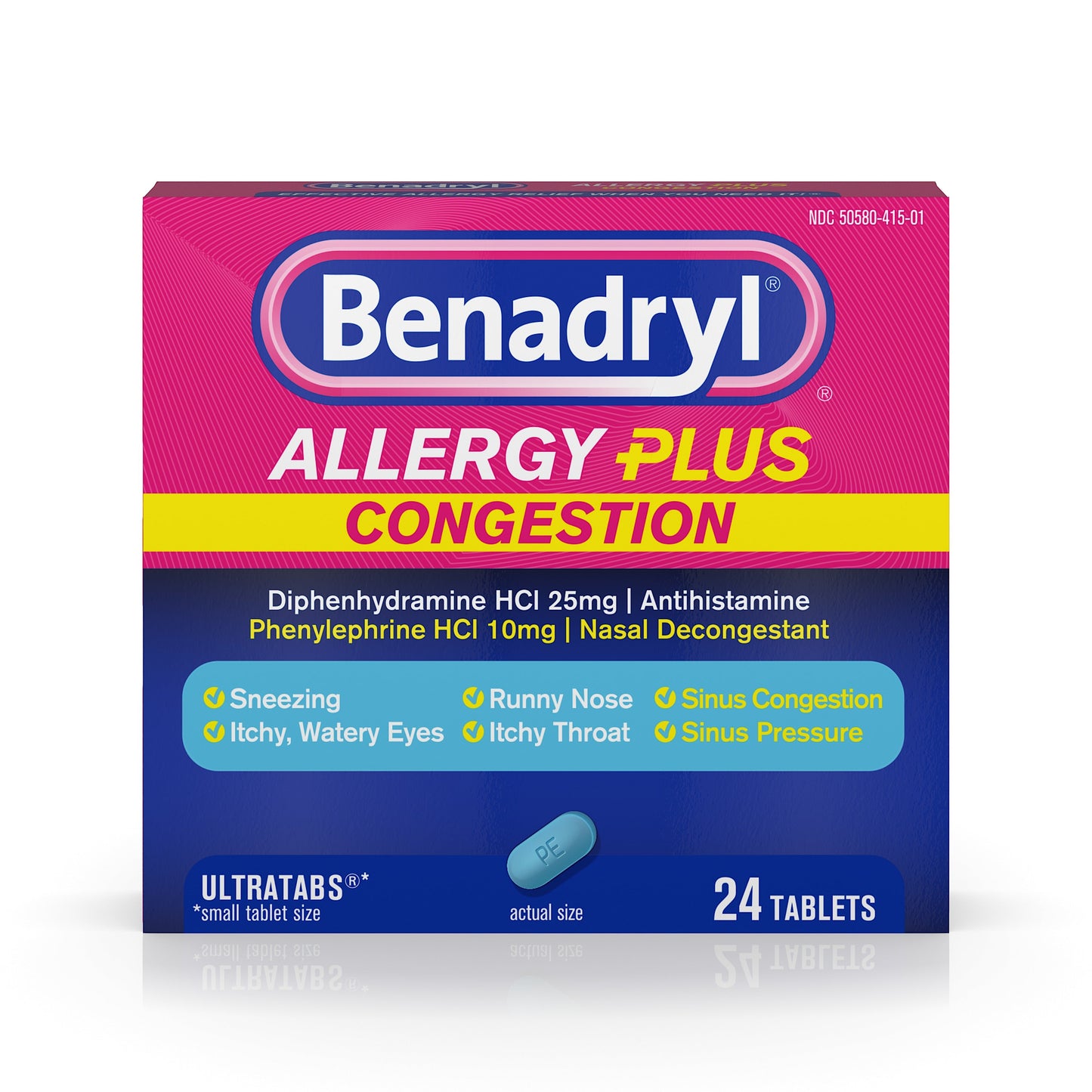 Benadryl Allergy Plus; 24 Count; 3 Per Box; 8 Per Case