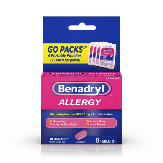 Benadryl Allergy 8 Go Pack; 8 Count; 6 Per Box; 12 Per Case