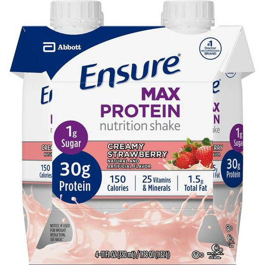 Ensure Max Protein Strawberry; 300 Milliliter; 4 Per Box; 3 Per Case - High Mart Wholesale